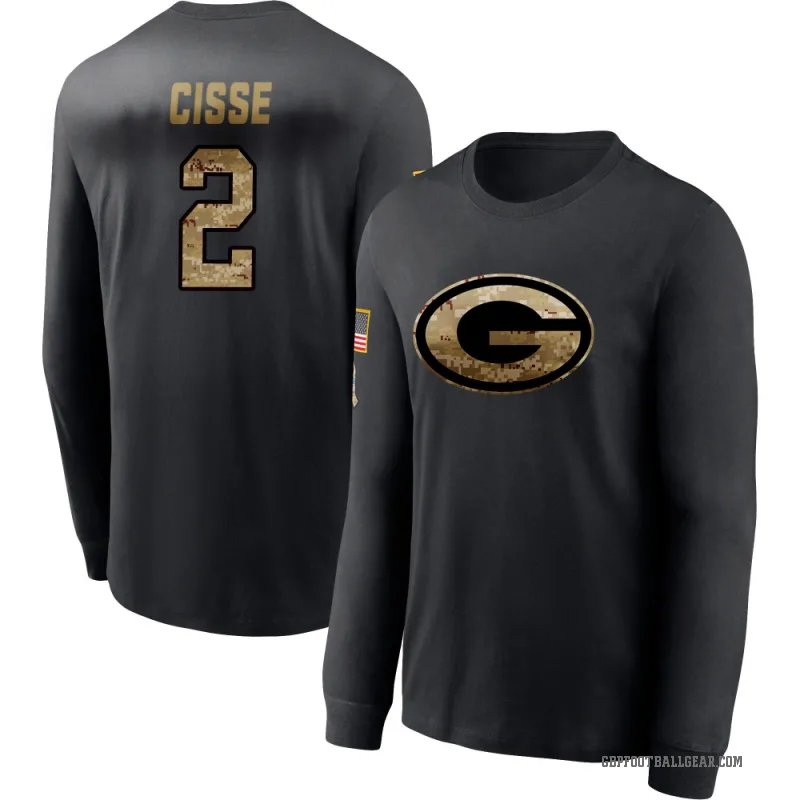 Brandon Cisse Men's Black Green Bay Packers 2020 Salute To Service Sideline Performance Long Sleeve T-Shirt