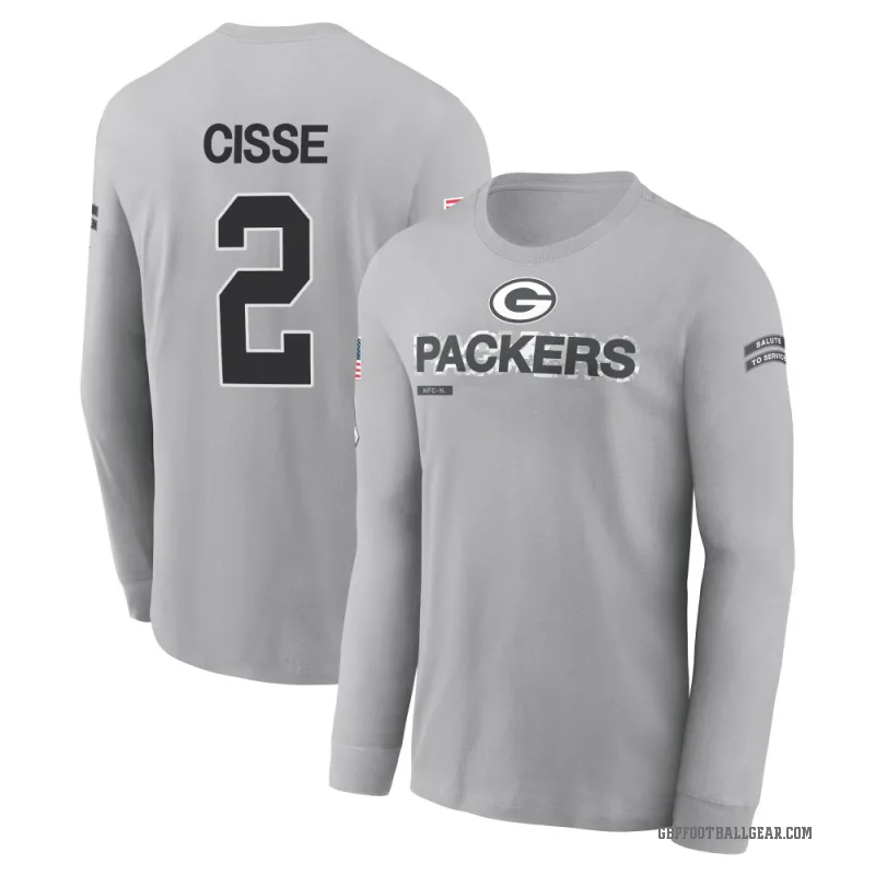 Brandon Cisse Men's Gray Green Bay Packers 2024 Salute to Service Long Sleeve T-Shirt