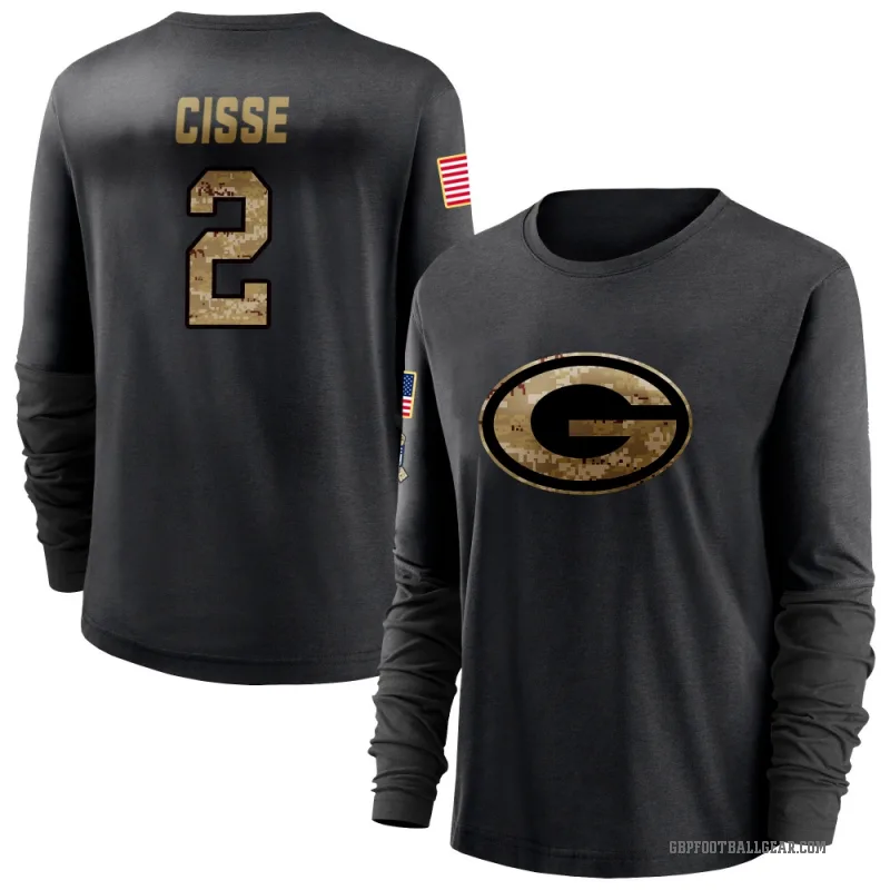 Brandon Cisse Women's Black Green Bay Packers 2020 Salute To Service Sideline Performance Long Sleeve T-Shirt
