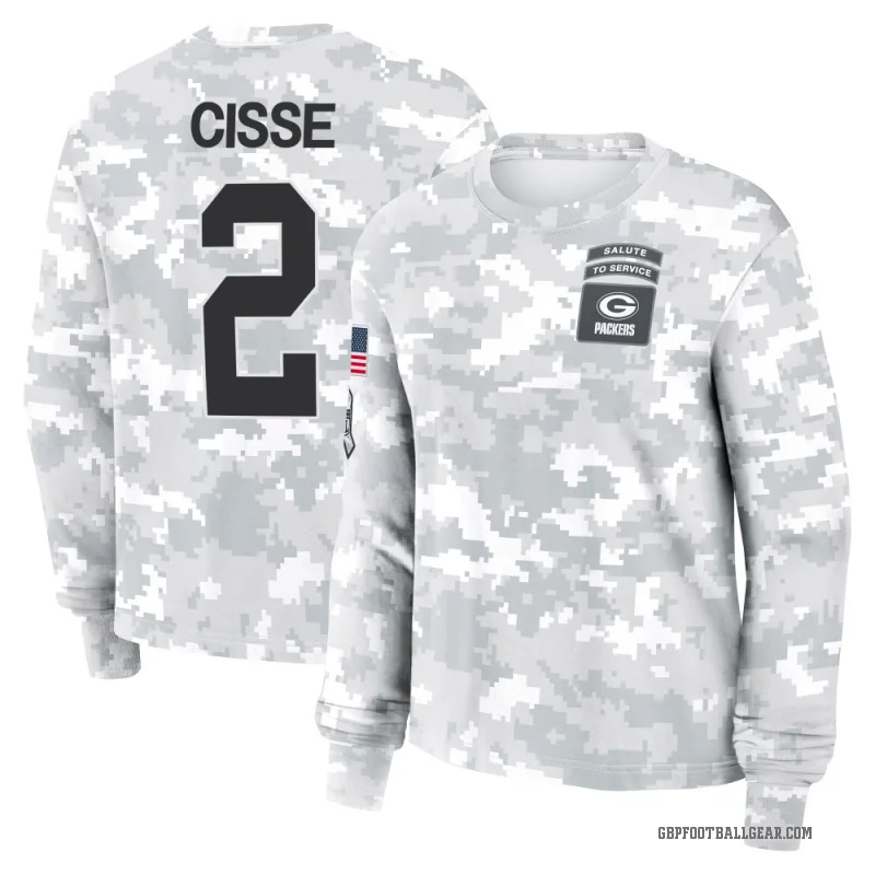 Brandon Cisse Women's Camo Green Bay Packers Arctic 2024 Salute to Service Long Sleeve T-Shirt