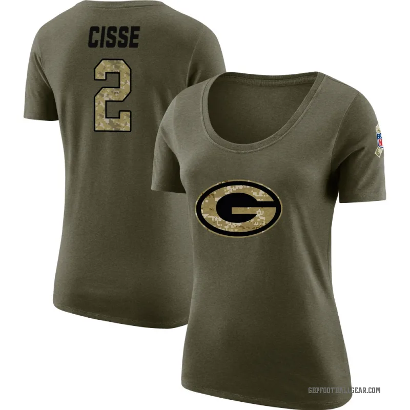 Brandon Cisse Women's Olive Green Bay Packers Salute to Service Scoop Neck T-Shirt