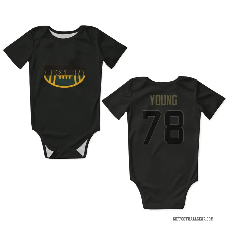 Cameron Young  Black Green Bay Packers  Service Newborn & Infant Bodysuit