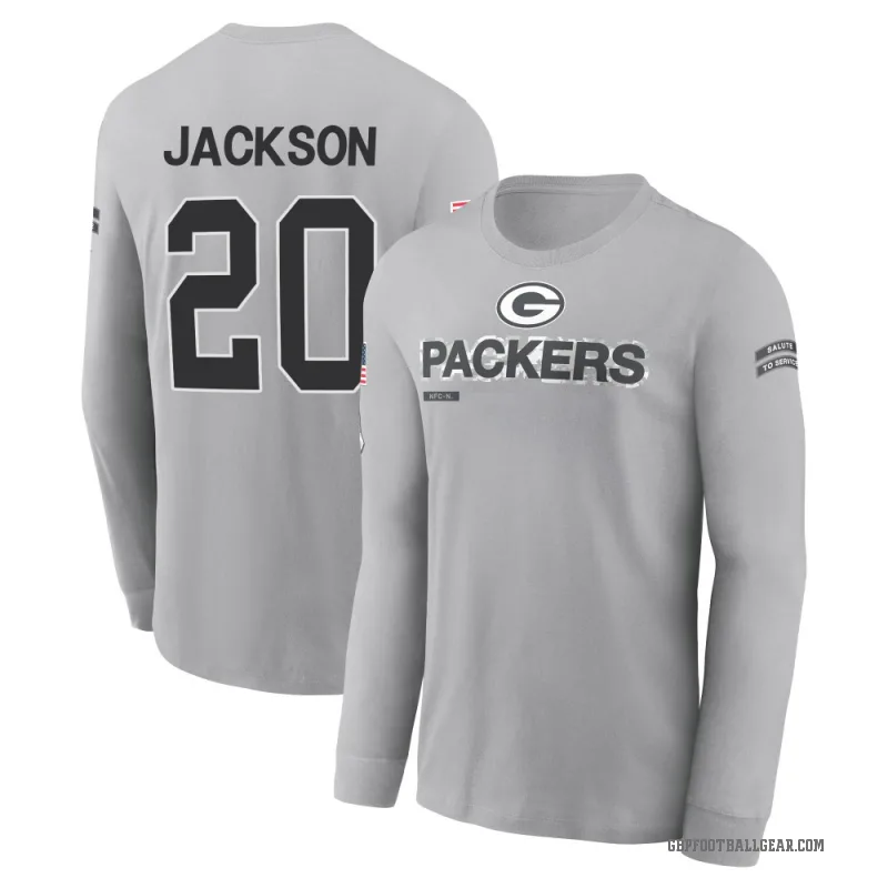 Domani Jackson Men's Gray Green Bay Packers 2024 Salute to Service Long Sleeve T-Shirt
