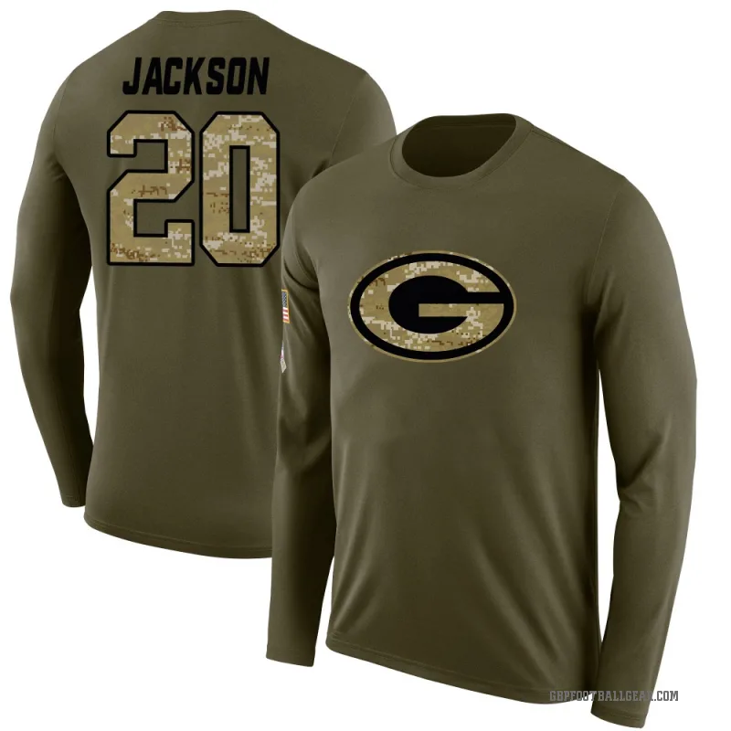 Domani Jackson Men's Olive Green Bay Packers Salute to Service Sideline Long Sleeve T-Shirt