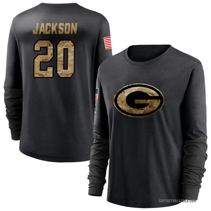 Domani Jackson Women's Black Green Bay Packers 2020 Salute To Service Sideline Performance Long Sleeve T-Shirt