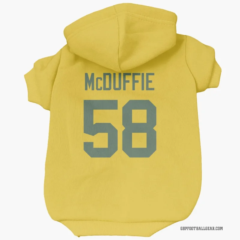 Isaiah McDuffie  Gold Green Bay Packers  Cat & Dog Pet Hoodie