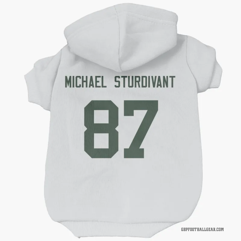 J. Michael Sturdivant  White Green Bay Packers  Cat & Dog Pet Hoodie