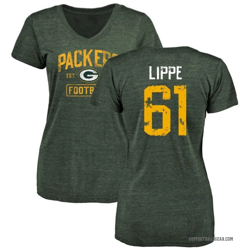 J.J. Lippe Women's Green Green Bay Packers Distressed V-Neck T-Shirt