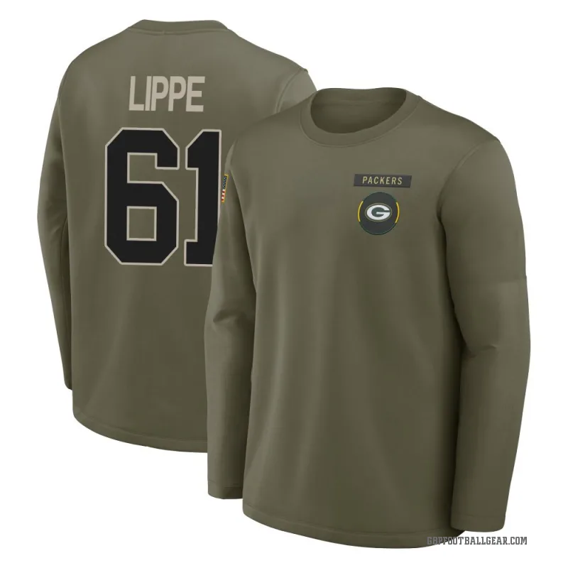 J.J. Lippe Youth Olive Green Bay Packers 2025 Salute to Service Sideline Coaches Long Sleeve T-Shirt