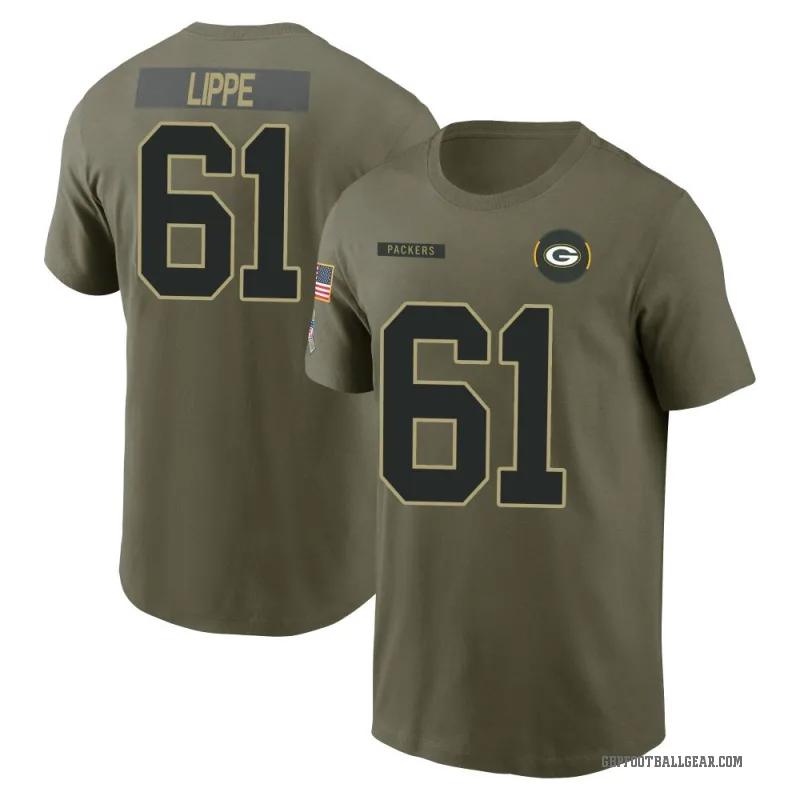 J.J. Lippe Youth Olive Green Bay Packers 2025 Salute to Service T-Shirt