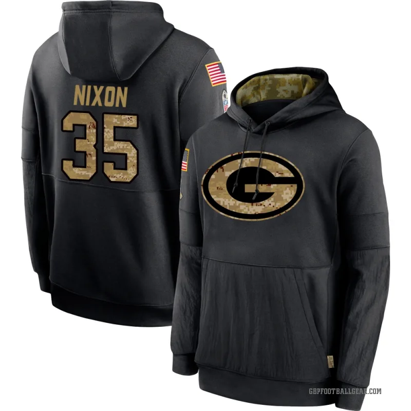 Jaden Nixon Men's Black Green Bay Packers 2020 Salute to Service Sideline Performance Pullover Hoodie