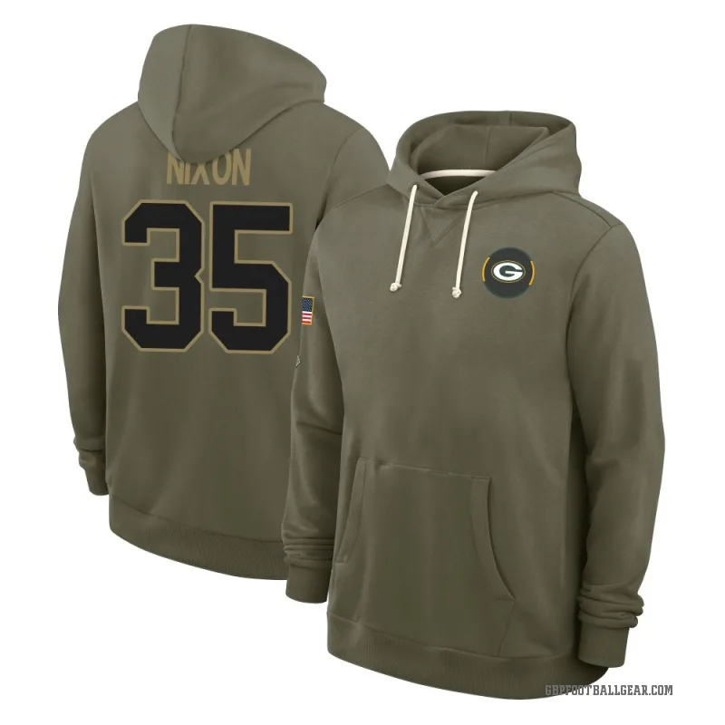 Jaden Nixon Men's Olive Green Bay Packers 2025 Salute to Service Hoodie