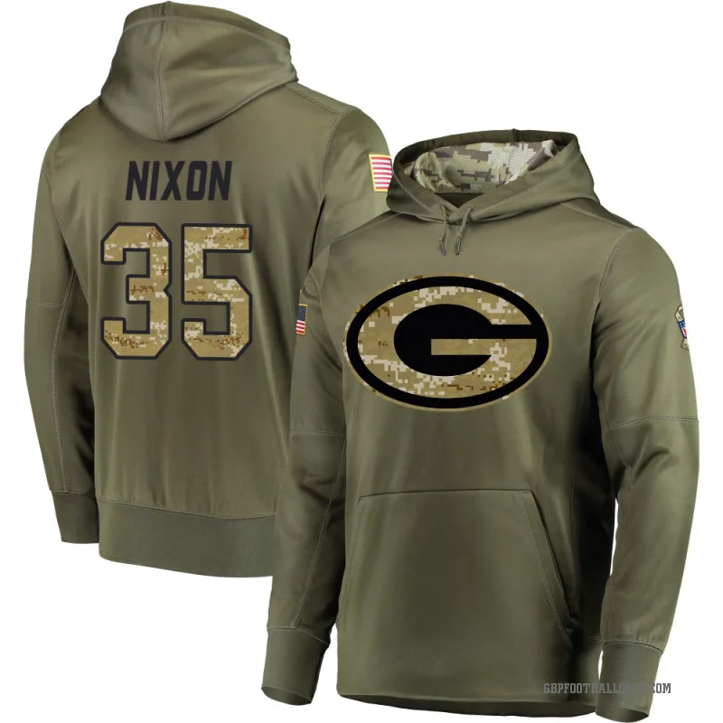 Jaden Nixon Men's Olive Green Bay Packers Salute to Service Pullover Hoodie