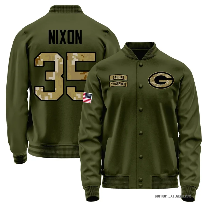 Jaden Nixon Men's Olive Green Bay Packers Salute to Service Sideline Performance Jacket