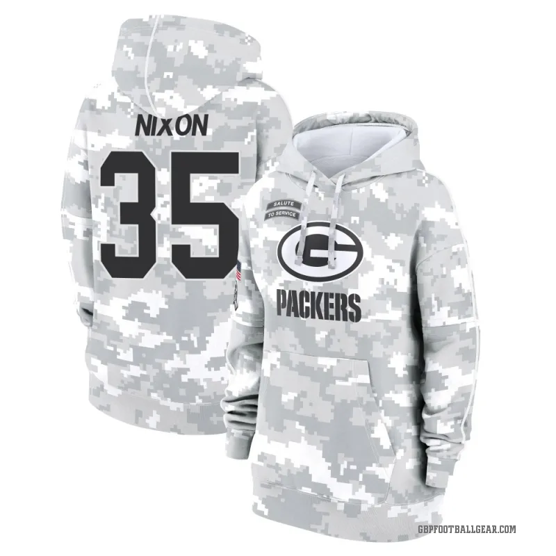 Jaden Nixon Women's Camo Green Bay Packers Arctic 2024 Salute to Service Club Fleece Pullover Hoodie