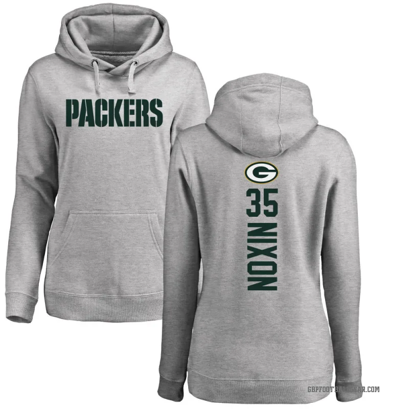 Jaden Nixon Women's Green Bay Packers Pro Line Ash Backer Pullover Hoodie