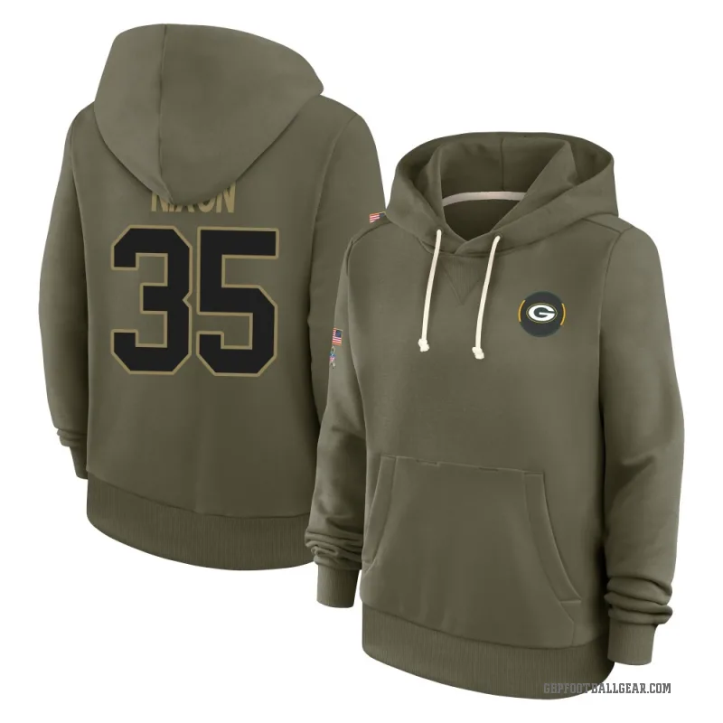 Jaden Nixon Women's Olive Green Bay Packers 2025 Salute to Service Hoodie