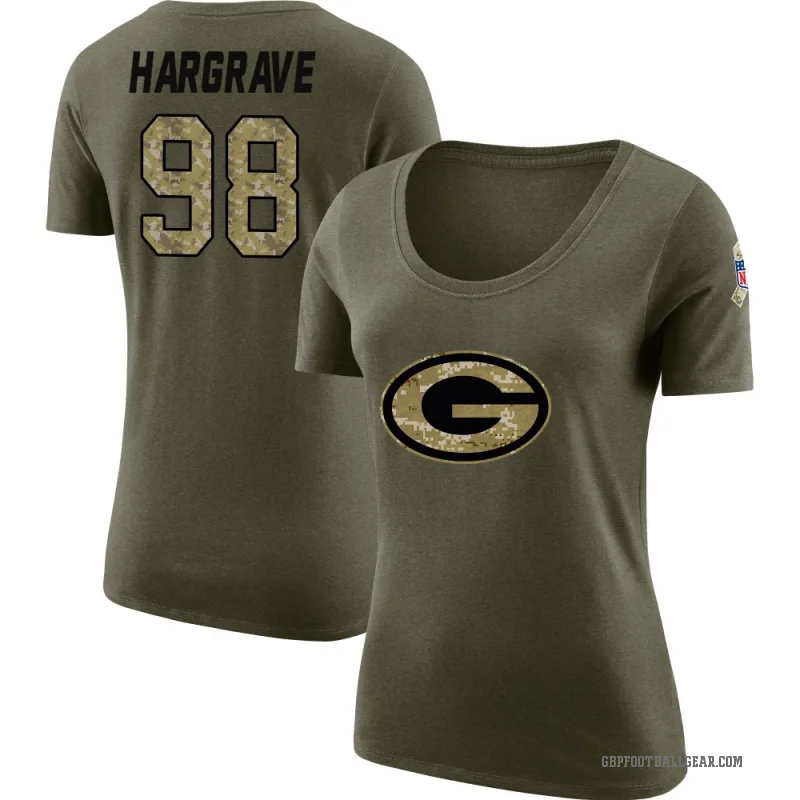 Javon Hargrave Women's Olive Green Bay Packers Salute to Service Scoop Neck T-Shirt