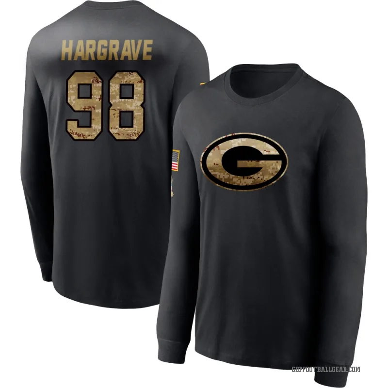 Javon Hargrave Youth Black Green Bay Packers 2020 Salute To Service Sideline Performance Long Sleeve T-Shirt