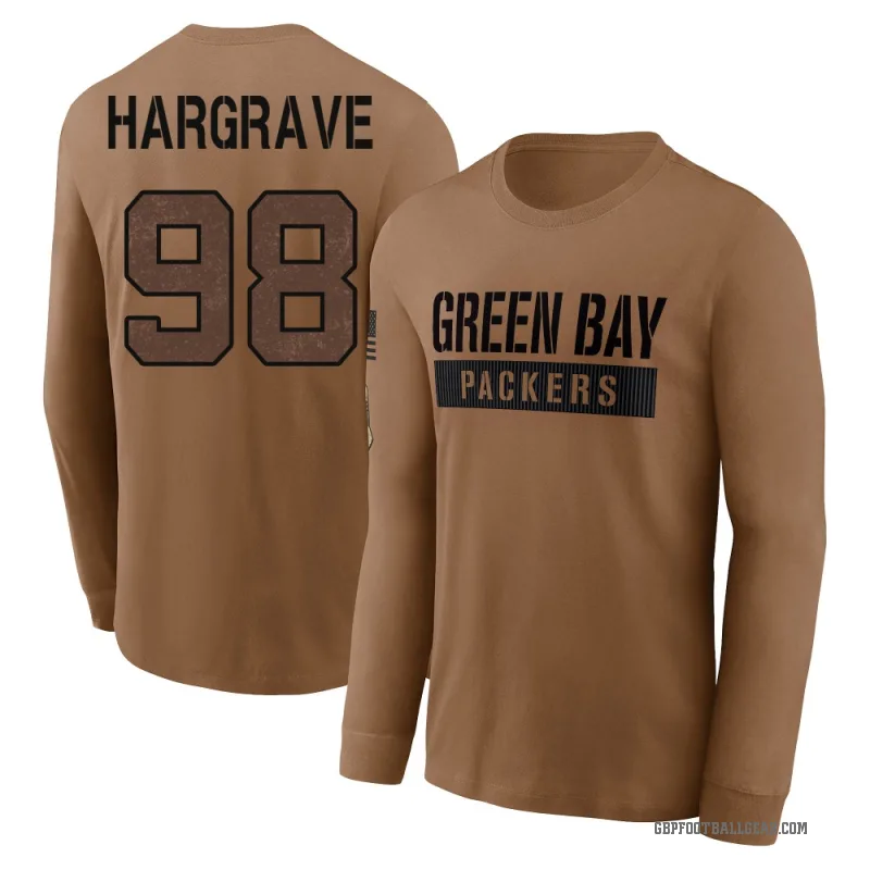 Javon Hargrave Youth Brown Green Bay Packers 2023 Salute To Service Long Sleeve T-Shirt