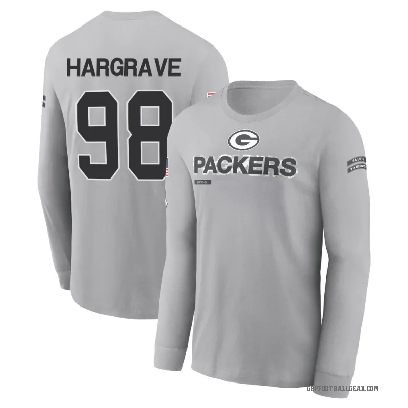 Javon Hargrave Youth Gray Green Bay Packers 2024 Salute to Service Long Sleeve T-Shirt