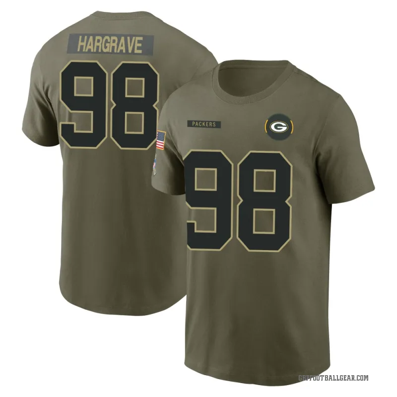 Javon Hargrave Youth Olive Green Bay Packers 2025 Salute to Service T-Shirt