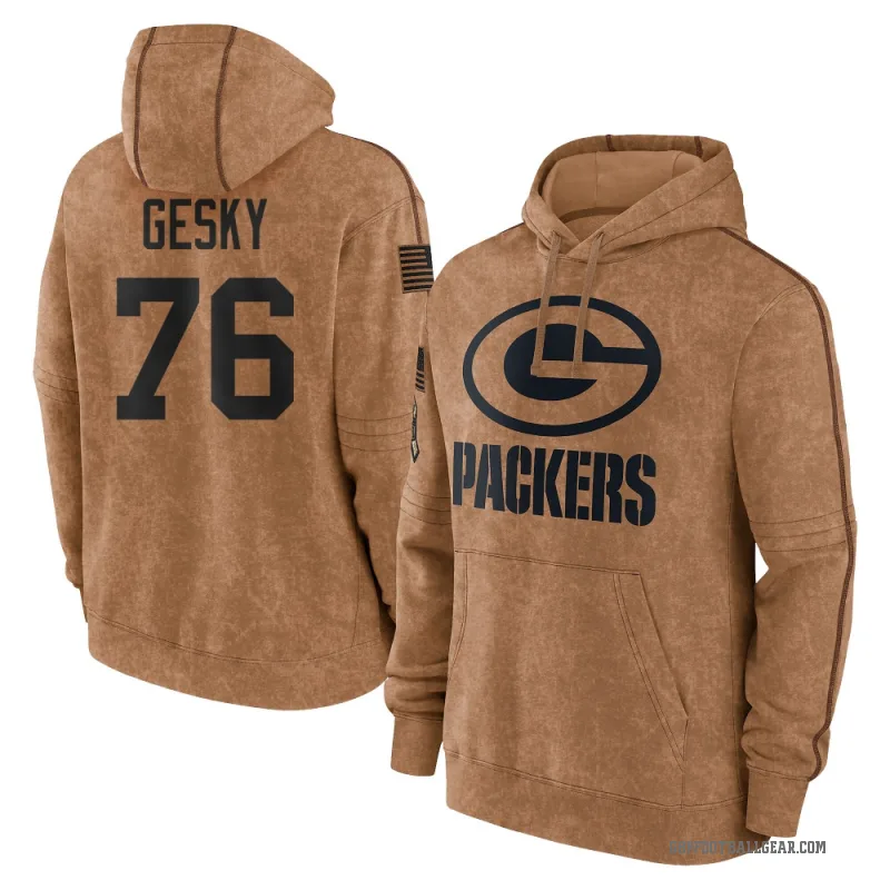 Josh Gesky Men's Brown Green Bay Packers 2023 Salute To Service Club Pullover Hoodie