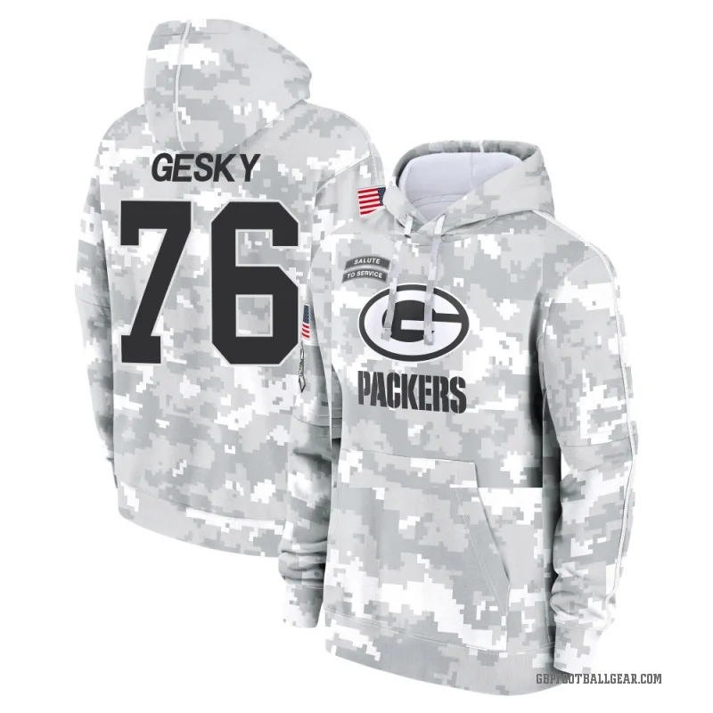 Josh Gesky Men's Camo Green Bay Packers Arctic 2024 Salute to Service Club Fleece Pullover Hoodie
