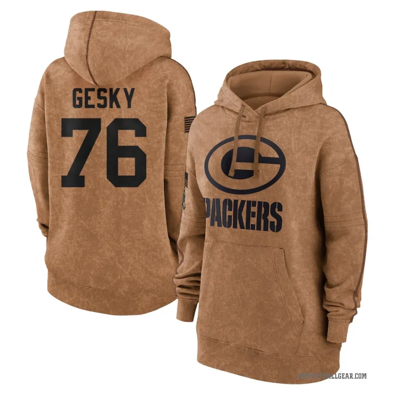 Josh Gesky Women's Brown Green Bay Packers 2023 Salute To Service Pullover Hoodie