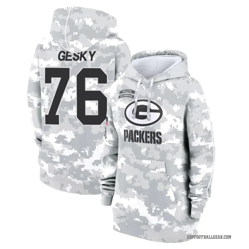Josh Gesky Women's Camo Green Bay Packers Arctic 2024 Salute to Service Club Fleece Pullover Hoodie
