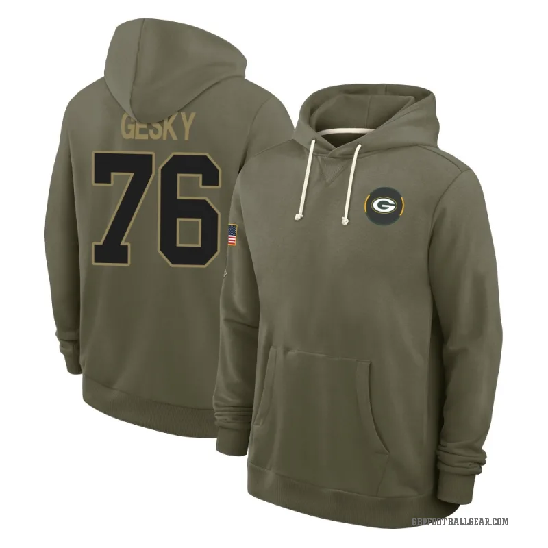 Josh Gesky Youth Olive Green Bay Packers 2025 Salute to Service Hoodie
