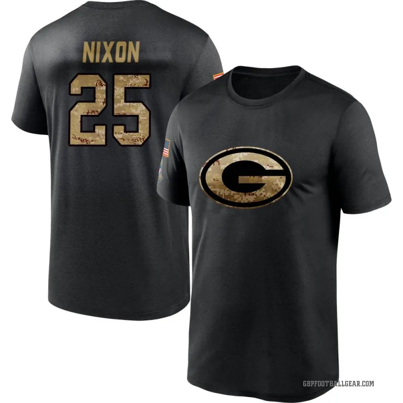 Keisean Nixon Men's Black Green Bay Packers 2020 Salute To Service Performance T-Shirt