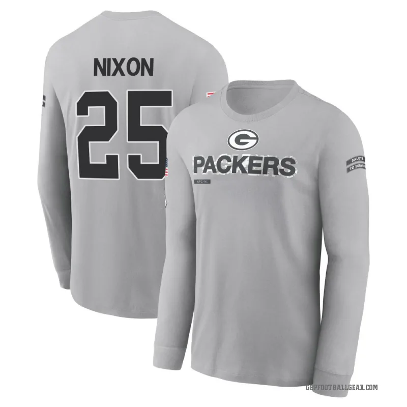Keisean Nixon Men's Gray Green Bay Packers 2024 Salute to Service Long Sleeve T-Shirt