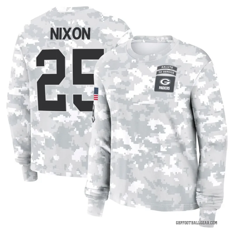 Keisean Nixon Women's Camo Green Bay Packers Arctic 2024 Salute to Service Long Sleeve T-Shirt