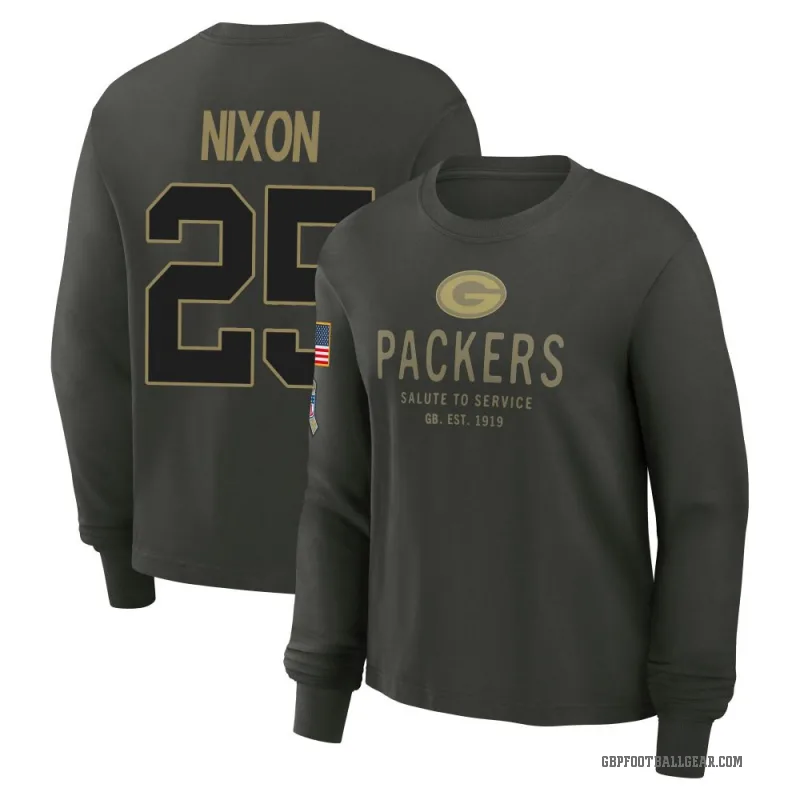 Keisean Nixon Women's Green Green Bay Packers Dark/ 2025 Salute to Service Sideline Long Sleeve T-Shirt