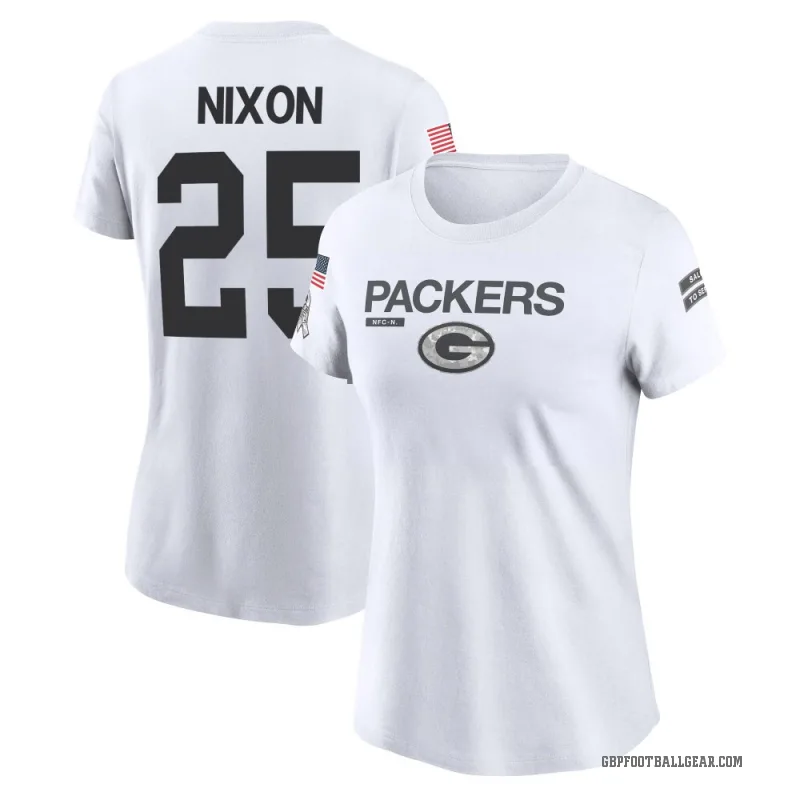 Keisean Nixon Women's White Green Bay Packers 2024 Salute to Service Performance T-Shirt