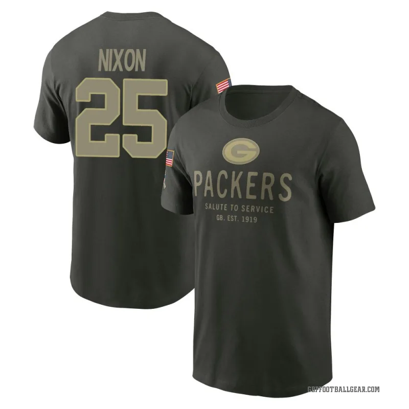 Keisean Nixon Youth Green Green Bay Packers Forest/ 2025 Salute to Service Sideline Primary Edge T-Shirt