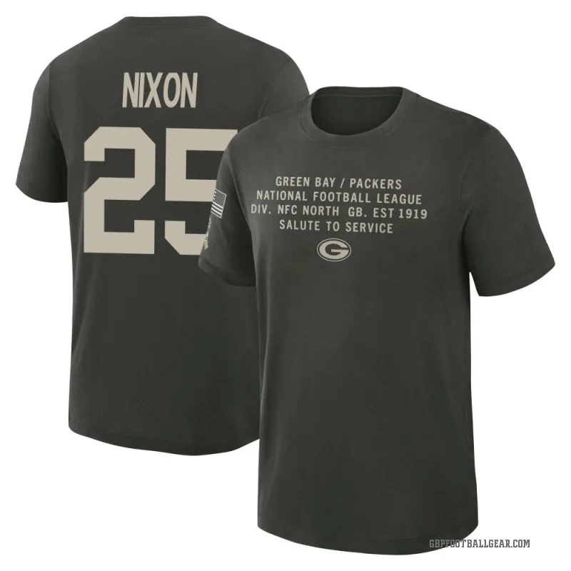 Keisean Nixon Youth Green Green Bay Packers Forest/ 2025 Salute to Service Sideline Slub T-Shirt