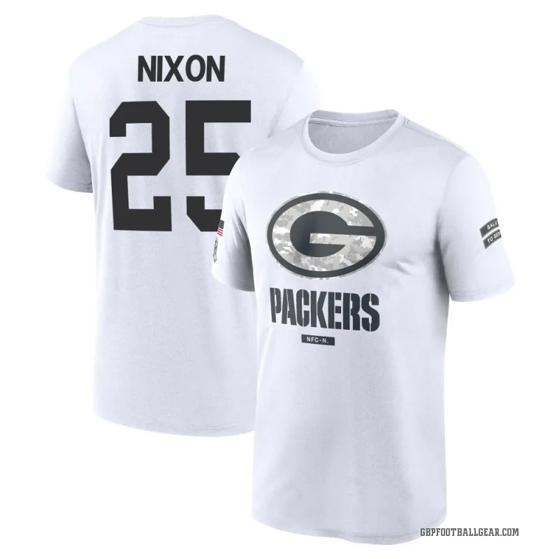 Keisean Nixon Youth White Green Bay Packers 2024 Salute to Service Performance T-Shirt