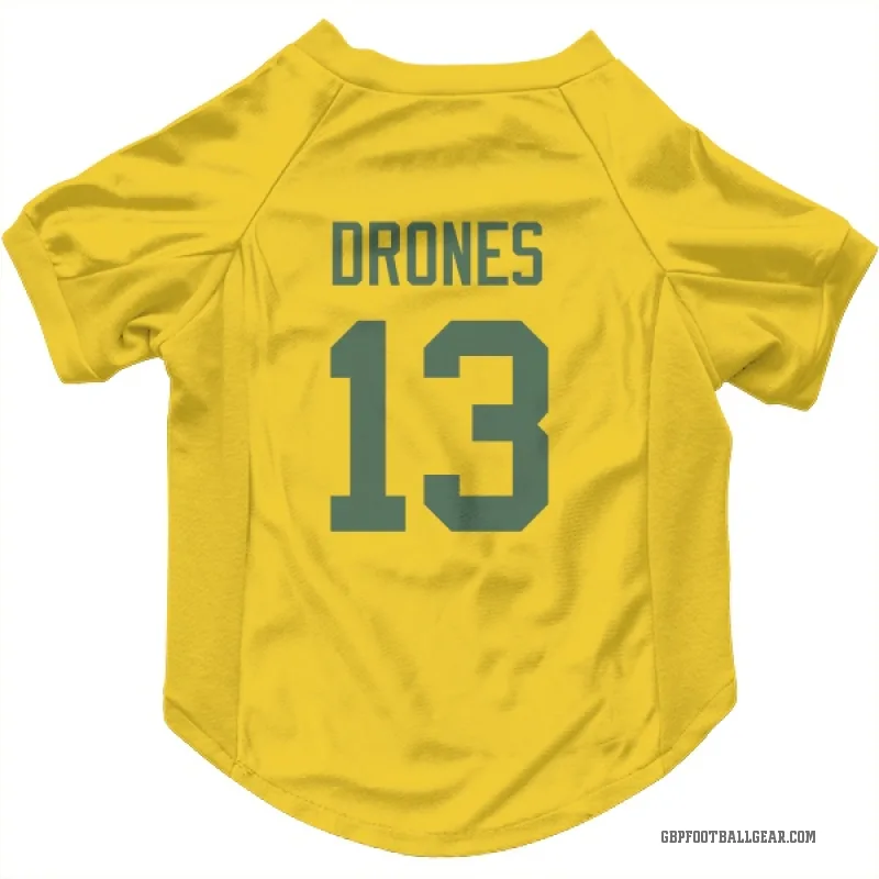 Kyron Drones  Gold Green Bay Packers  Cat & Dog Pet Jersey