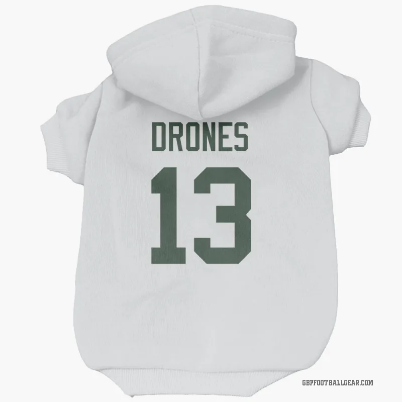 Kyron Drones  White Green Bay Packers  Cat & Dog Pet Hoodie
