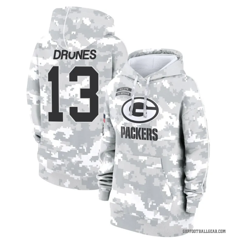Kyron Drones Women's Camo Green Bay Packers Arctic 2024 Salute to Service Club Fleece Pullover Hoodie