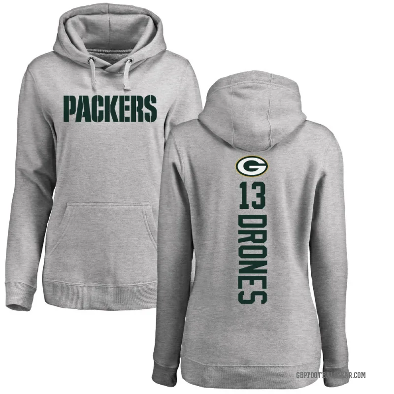 Kyron Drones Women's Green Bay Packers Pro Line Ash Backer Pullover Hoodie