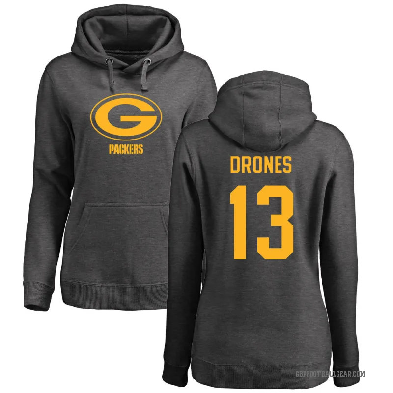 Kyron Drones Women's Green Bay Packers Pro Line by Branded Ash One Color Pullover Hoodie