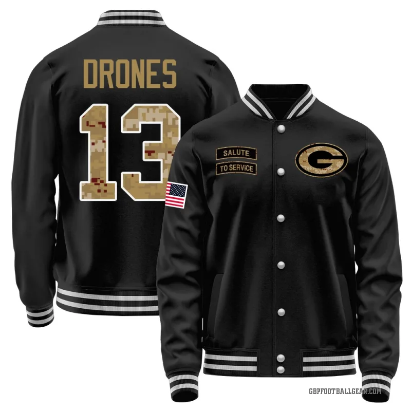 Kyron Drones Youth Black Green Bay Packers Salute to Service Sideline Performance Jacket