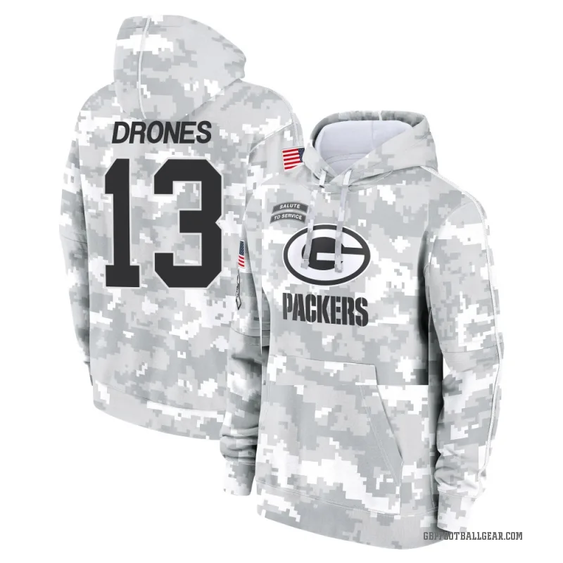 Kyron Drones Youth Camo Green Bay Packers Arctic 2024 Salute to Service Club Fleece Pullover Hoodie
