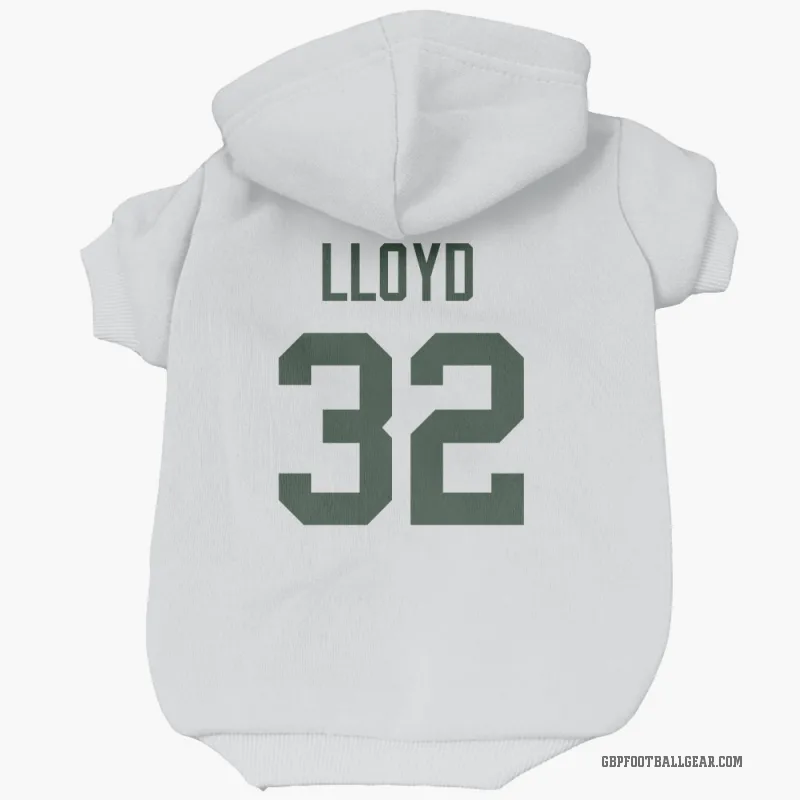 MarShawn Lloyd  White Green Bay Packers  Cat & Dog Pet Hoodie