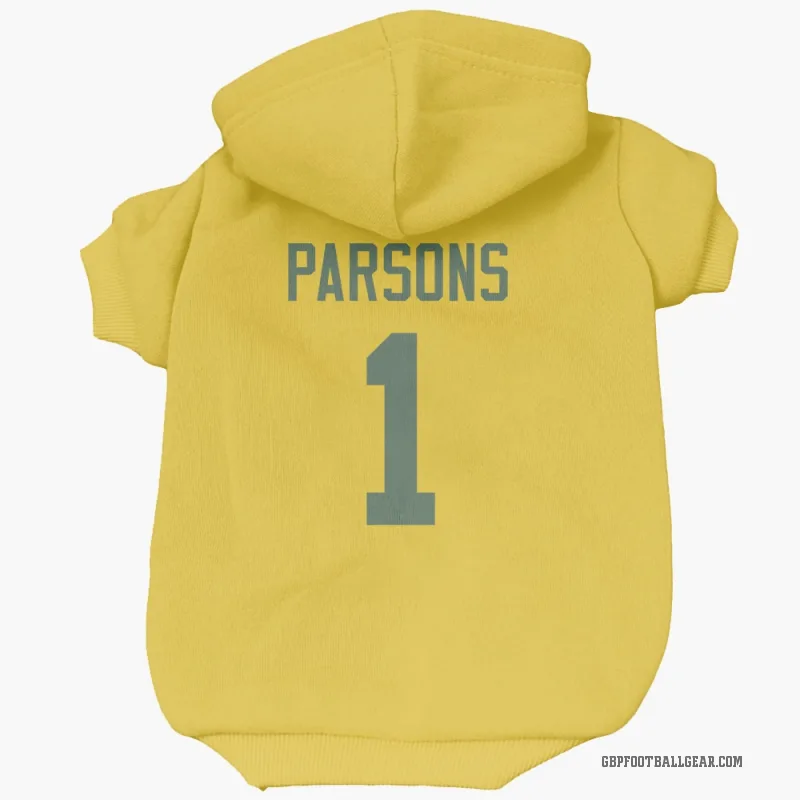 Micah Parsons  Gold Green Bay Packers  Cat & Dog Pet Hoodie
