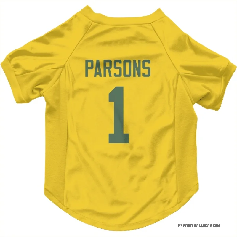 Micah Parsons  Gold Green Bay Packers  Cat & Dog Pet Jersey