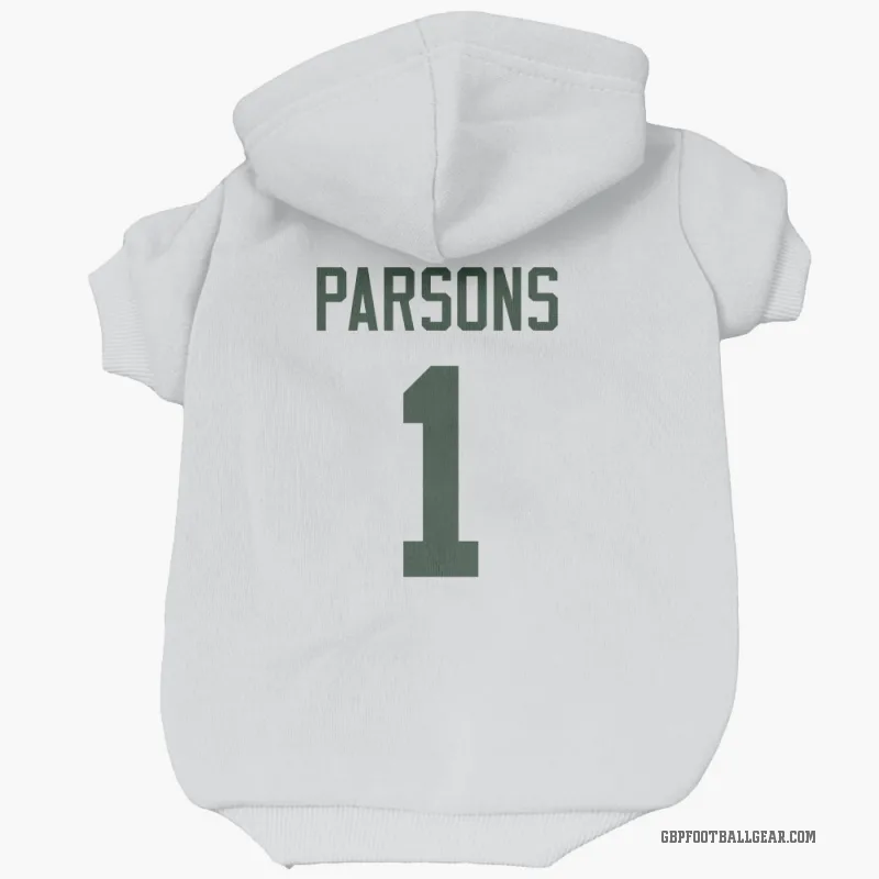 Micah Parsons  White Green Bay Packers  Cat & Dog Pet Hoodie